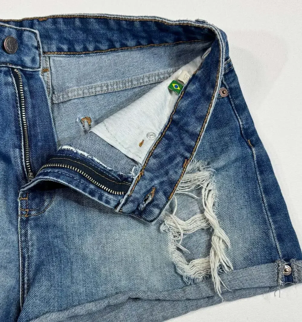 Farm Rio Denim Shorts Size 40 Blue Distressed Cutoff